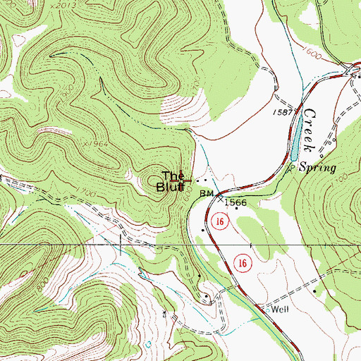 Topographic Map of The Bluff, TX