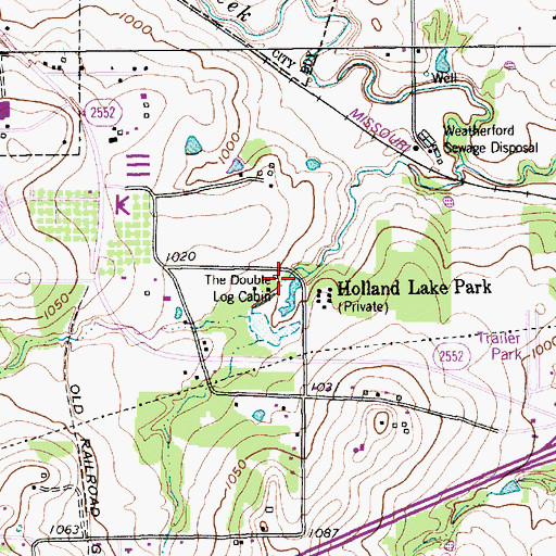 Topographic Map of The Double Log Cabin, TX