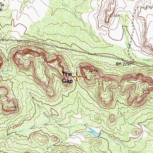 Topographic Map of The Gap, TX