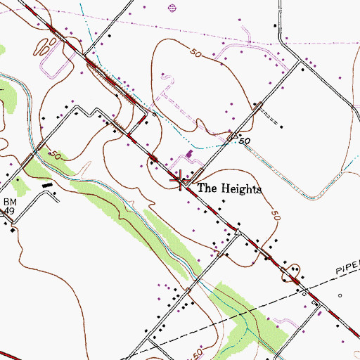 Topographic Map of The Heights, TX