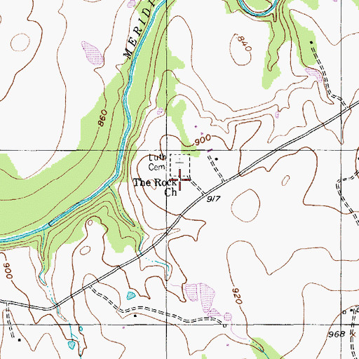 Topographic Map of The Rock Church, TX