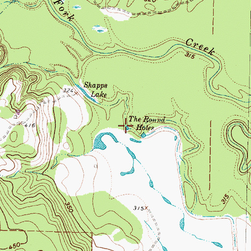 Topographic Map of The Round Holes, TX