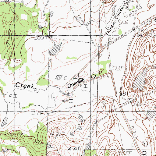 Topographic Map of Third Caney Creek, TX