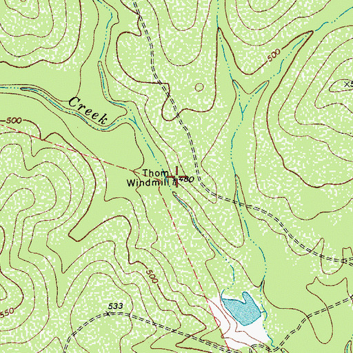 Topographic Map of Thom Windmill, TX