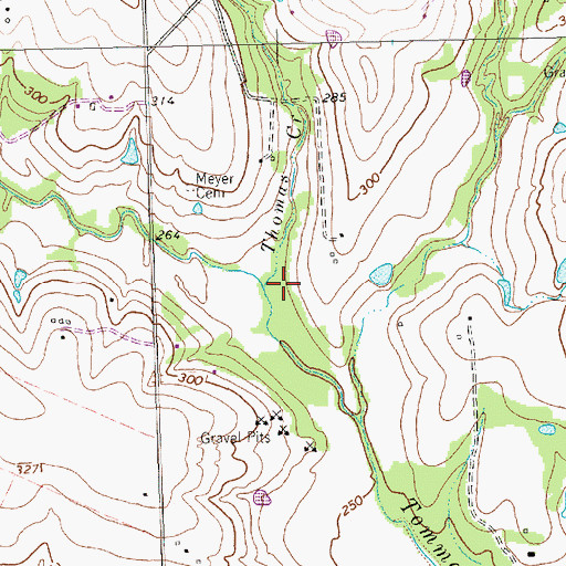 Topographic Map of Thomas Creek, TX