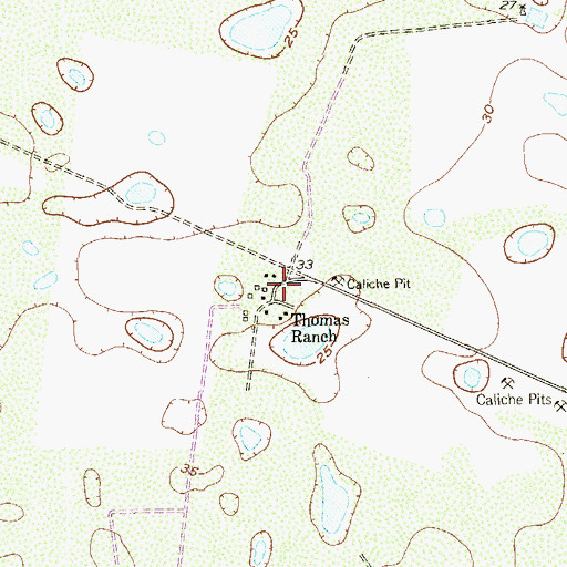 Topographic Map of Thomas Ranch, TX