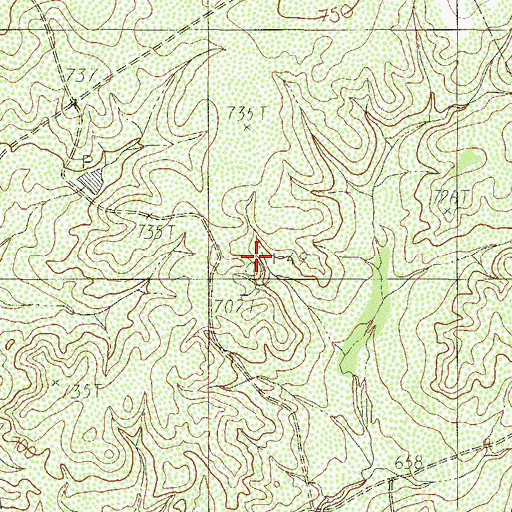 Topographic Map of Thomas Ranch, TX