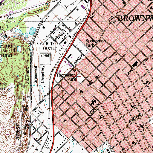 Topographic Map of Thomason Park, TX