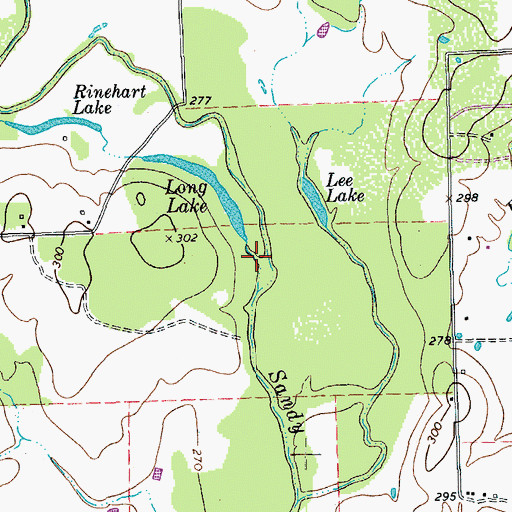 Topographic Map of Thompson Branch, TX