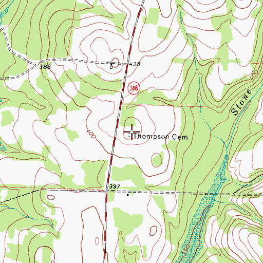 Topographic Map of Thompson Cemetery, TX