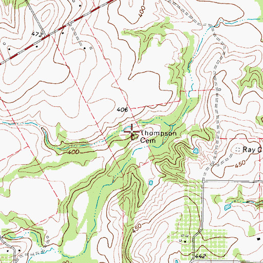 Topographic Map of Thompson Cemetery, TX