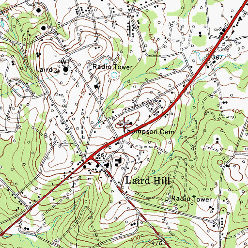 Topographic Map of Thompson Cemetery, TX