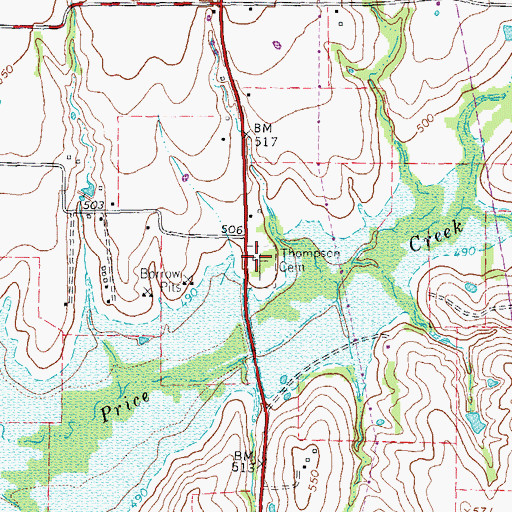 Topographic Map of Thompson Cemetery, TX