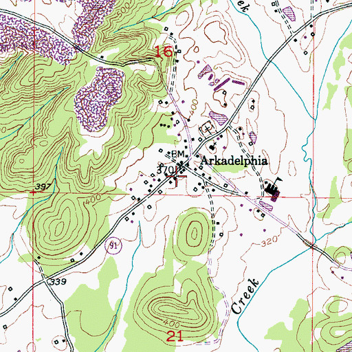 Topographic Map of Arkadelphia First United Methodist Church, AL