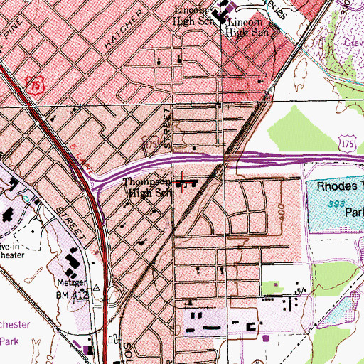 Topographic Map of Thompson High School, TX