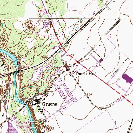 Topographic Map of Thorn Hill, TX