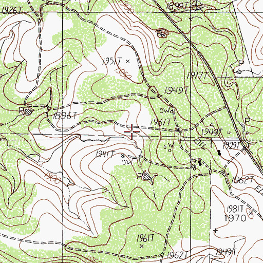 Topographic Map of Three Aces Oil Field, TX