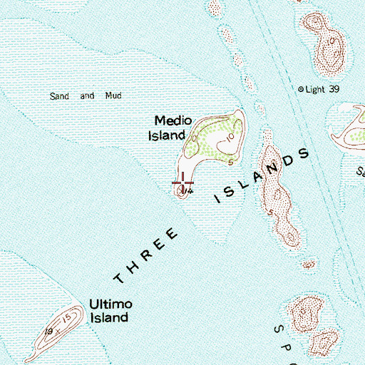 Topographic Map of Three Islands, TX