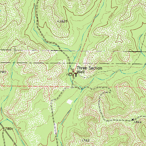 Topographic Map of Three Section Well, TX