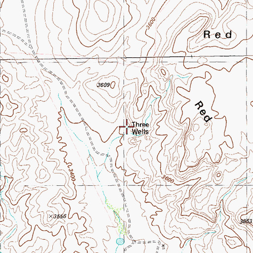 Topographic Map of Three Wells, TX