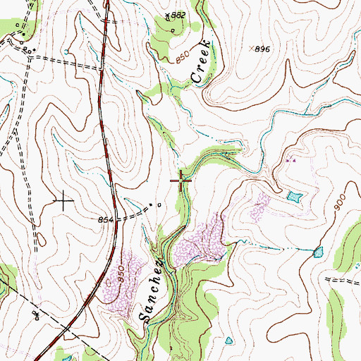 Topographic Map of Threemile Branch, TX