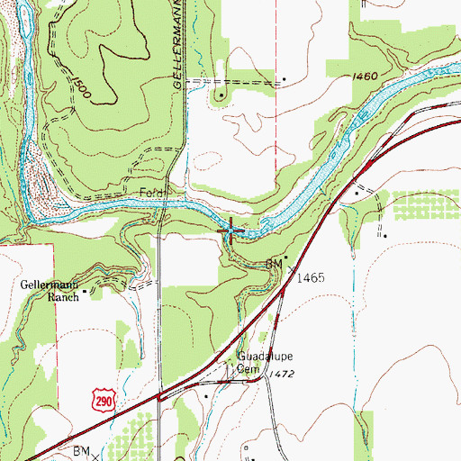 Topographic Map of Threemile Creek, TX