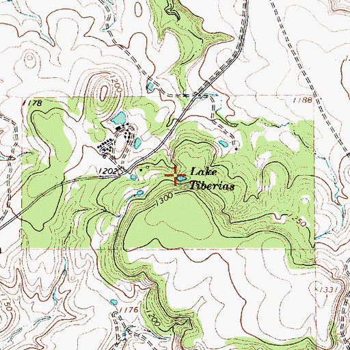 Topographic Map of Lake Tiberias, TX