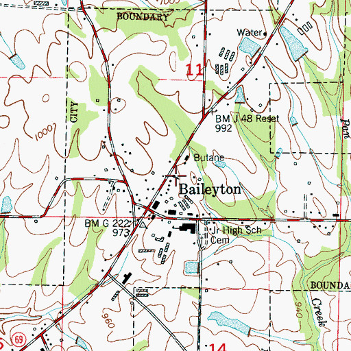 Topographic Map of Baileyton United Methodist Church, AL