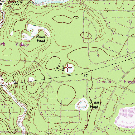 Topographic Map of Tie Pond, TX