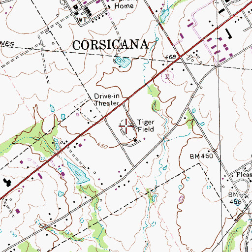 Topographic Map of Tiger Field, TX
