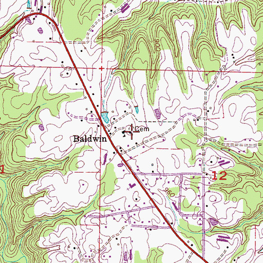 Topographic Map of Baldwin Chapel Cumberland Presbyterian Church, AL