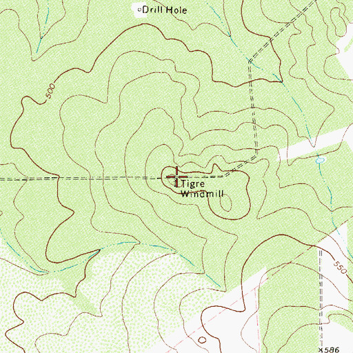 Topographic Map of Tigre Windmill, TX