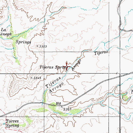 Topographic Map of Tijeras Spring, TX