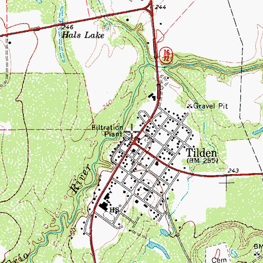Topographic Map of Tilden, TX