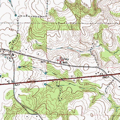 Topographic Map of Tilley Cemetery, TX