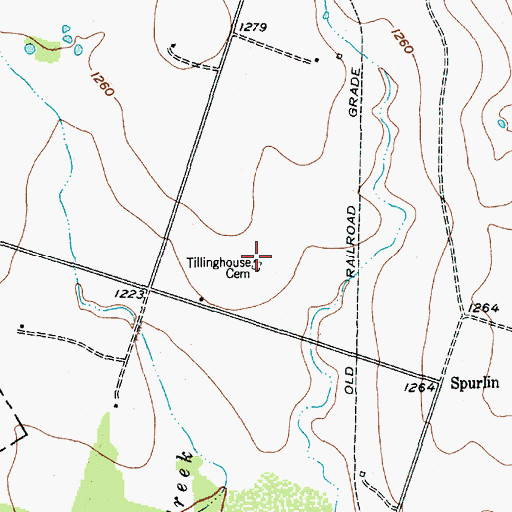 Topographic Map of Tillinghouse Cemetery, TX