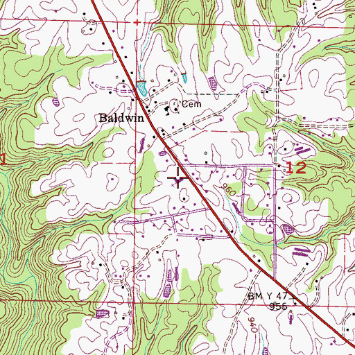 Topographic Map of Baldwin Heights Baptist Church, AL