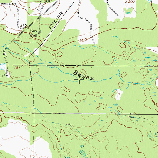 Topographic Map of Timber Branch, TX