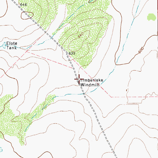 Topographic Map of Timberlake Windmill, TX