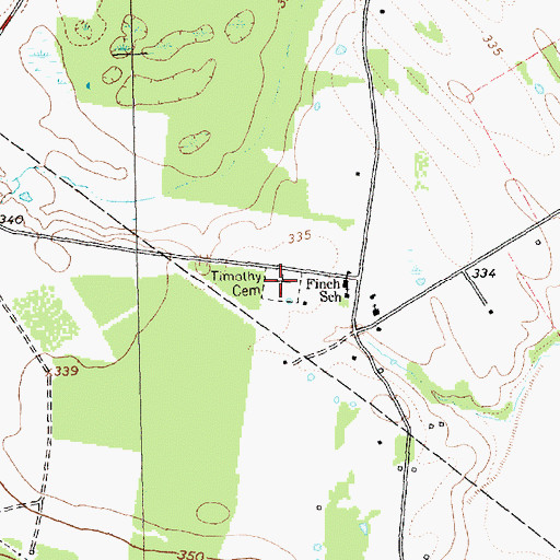 Topographic Map of Timothy Cemetery, TX