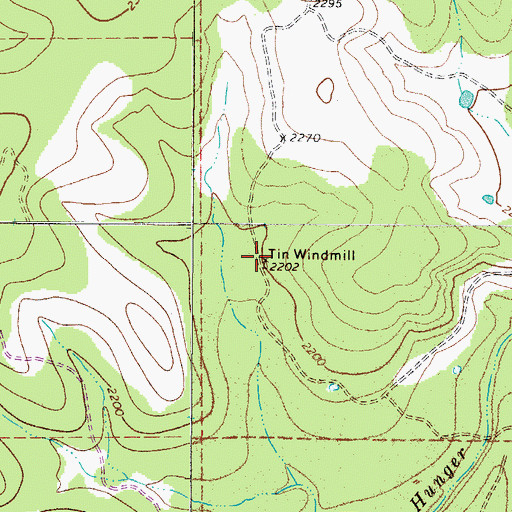 Topographic Map of Tin Windmill, TX