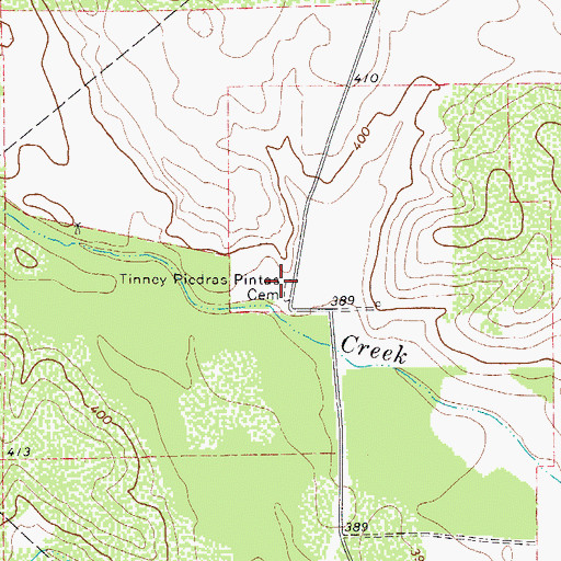 Topographic Map of Tinney Piedras Pintas Cemetery, TX