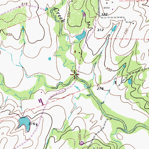 Topographic Map of Tinsley Creek, TX
