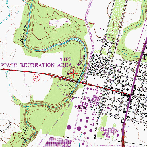 Topographic Map of Tips Park, TX