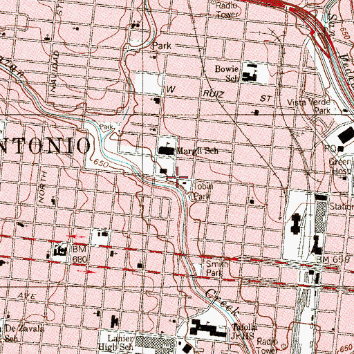 Topographic Map of Tobin Park, TX