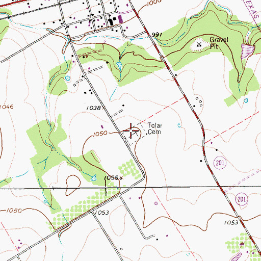 Topographic Map of Tolar Cemetery, TX