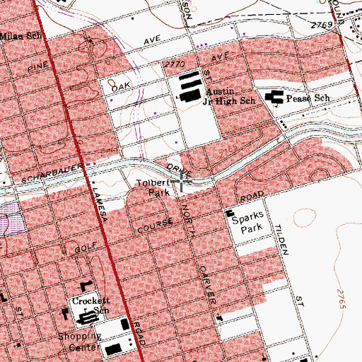 Topographic Map of Tolbert Park, TX