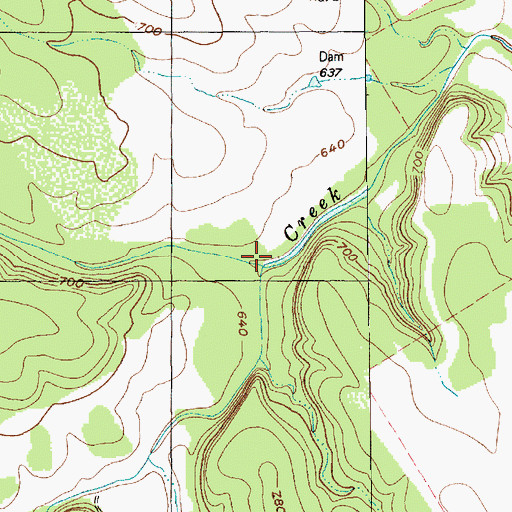 Topographic Map of Toms Branch, TX