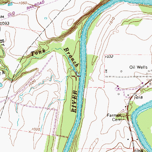 Topographic Map of Tonk Branch, TX