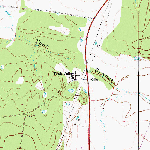 Topographic Map of Tonk Valley Church, TX